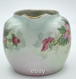 Rare Germany Bavaria Pink Rose Sugar Bowl and Creamer signed M. E. Sargent