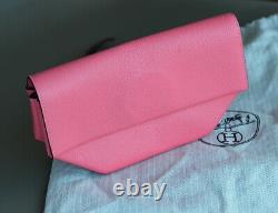 Rare HERMES OPLI Clutch Rose Pourpre Shevre leather handbag ladies POCHETTE pink