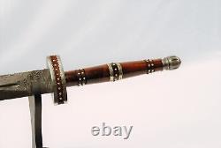 Rare Hand Made Damascus Sword Hunting Knife with Rose Wood Handle ZS-1627