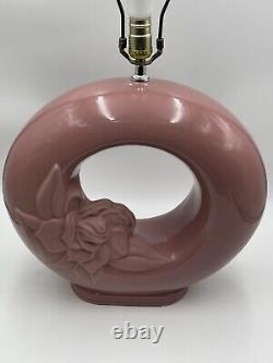 Rare Harris Lamp Art Deco MCM Table Mauve Rose Pink Vintage Ceramic Electric Htf