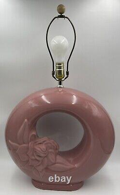 Rare Harris Lamp Art Deco MCM Table Mauve Rose Pink Vintage Ceramic Electric Htf