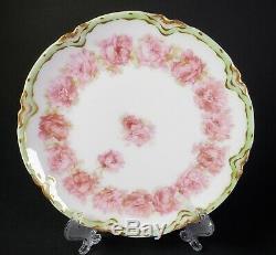 Rare Haviland Limoges China Schleiger 55 Drop Rose Green Trim 7 Bread Plates