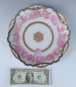 Rare Haviland Limoges Drop Rose Gold Medallion Turquoise Porcelain Serving Dish