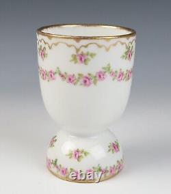 Rare Haviland Limoges Pink Drop Rose Swags Double Gold Large Egg Cup 1114 #C