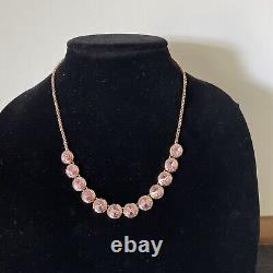 Rare Henri Bendel Rose Gold Tone Pink Crystal Necklace Adjustable Slide 36 2