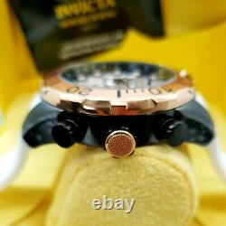 Rare! Invicta Men's 50mm Pro Diver Rose Gold Case White Strap Chronograph Watch