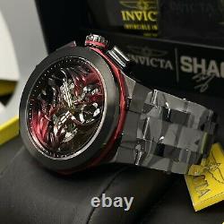 Rare Invicta SHAQ Men 52mm Swiss MVT Flame Chronograph Dial Black SS Case Watch