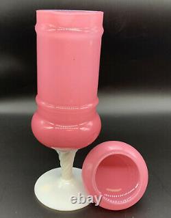 Rare Italian Opaline Veritable Pink Rose Apothecary Jar