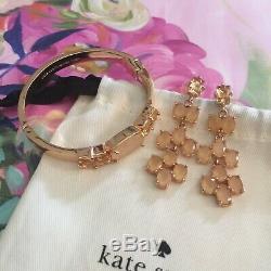 Rare Kate Spade Hancock Park Bracelet & Chandelier Earrings Set Rose Gold Blush