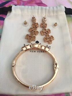 Rare Kate Spade Hancock Park Bracelet & Chandelier Earrings Set Rose Gold Blush