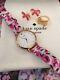 Rare Kate Spade Roses Leather Strap Metro Watch Plus Bow Ring & Earrings Lot