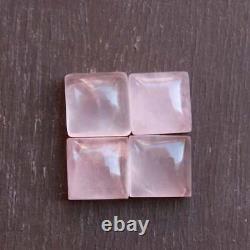 Rare Lot 6x6mm To 8x8mm Pink Rose Quartz Square Cabochon Loose Gemstones