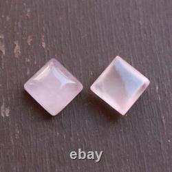 Rare Lot 9x9mm To 12x12mm Pink Rose Quartz Square Cabochon Loose Gemstones