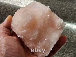 Rare, Lustrous Pink Manganoan Calcite Crystal Cluster, Bulgaria