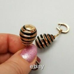 Rare Made in Italy Damiani Spiral Teardrop 18K Rose gold Onyx Jacket Earrings