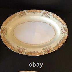 Rare! Mint! Noritake N111 1930s Oval Serving Platter Roses Yellow Gold Pink 16