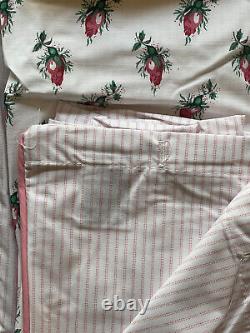 Rare! NEW LAURA ASHLEY Floral Vintage QUEEN DUVET Bed COVER Pink ROSES STRIPES