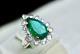Rare Old Rose Cut Cz & Green Pear Cut Emerald 14.83ctw Engagement 925 Ss Ring