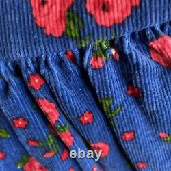 Rare! Oshkosh vintage Corduroy Blue Sapphire and Pink Rose Pattern 4T Jumper
