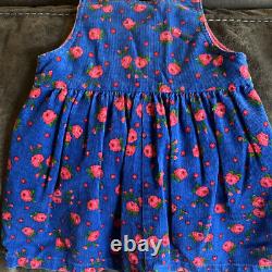 Rare! Oshkosh vintage Corduroy Blue Sapphire and Pink Rose Pattern 4T Jumper