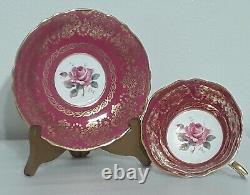 Rare PARAGON England Pink Cabbage Rose on Pink A 1411 / 1 F Teacup & Saucer Set