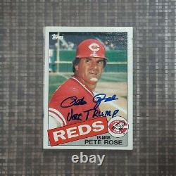 Rare PETE ROSE Signed VOTE TRUMP Card 1985 Topps