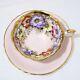 Rare Paragon Anemones On Gold Peach Background Pink Tea Cup & Saucer