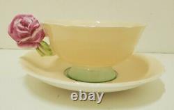 Rare Paragon Double Warrant Pastel Peach Mint Green Rose Handle Tea Cup & Saucer