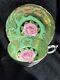 Rare Paragon Pink Rose Gold Decorated Green Tea Cup & Saucer