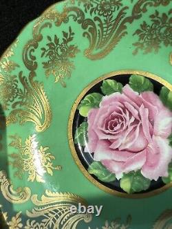 Rare Paragon Pink Rose Gold Decorated Green Tea Cup & Saucer