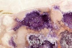 Rare Pink Amethyst Geode on Rotating Stand, Large Brazilian Rose Amethyst
