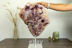 Rare Pink Amethyst Geode on Rotating Stand, X-Large Brazilian Rose Amethyst