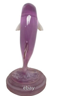 Rare Pink Kalonite Acrylic 12 Dolphin Sculpture Signed Donjo Tailwalker 94/1025