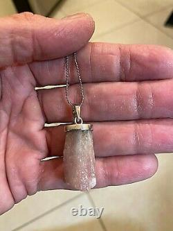 Rare Pink Tourmaline Crystal Mineral Gemstone Necklace Pendant specimen 000
