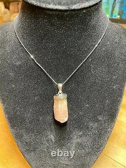Rare Pink Tourmaline Crystal Mineral Gemstone Necklace Pendant specimen 000