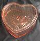 Rare Pink Etched Depression Covered Heart Dresser Box
