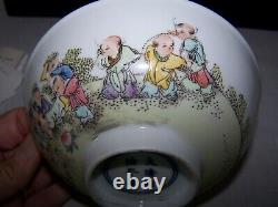 Rare Qing 19th Tongzhi Famille Rose Mk Bowl Chinese Porcelain Boys Playing