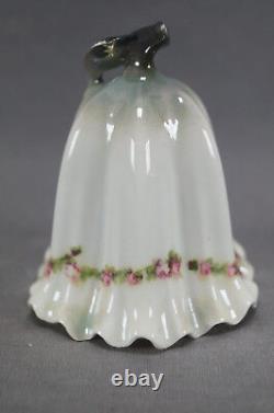 Rare RS Prussia Pink Rose Garland & Green Luster Porcelain Bell C. 1880-1910