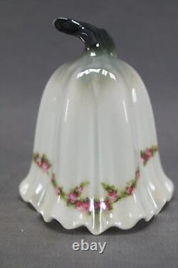 Rare RS Prussia Pink Rose Garland & Green Luster Porcelain Bell C. 1880-1910