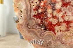 Rare Red & Pink Amethyst Geode Slab w Super Extra Rose Amethyst Druzy, AAA 9 Lb
