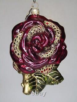 Rare Retired JAY STRONGWATER 2003 Red Rose Jeweled Christmas Holiday Ornament