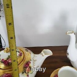 Rare Royal Chelsea Golden Rose Teapot, Coffee Pot, Cups Saucers