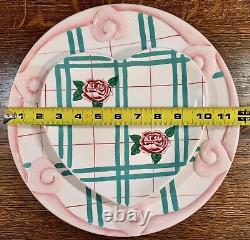Rare SILVESTRI HEARTS AND ROSES Platter & 12 Dessert / Appetizer Plates