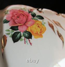 Rare Sadler Tepot #2897 1930's-40's Cubed Shape Pink &Yellow Roses Gold Accents