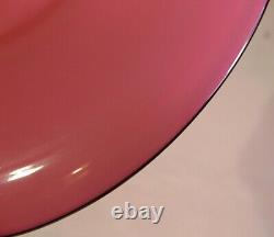 Rare Set Of 8 STEUBEN Pink Rose Rosaline Black Rimmed Art Glass Plates 8 1/4