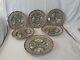 Rare Set Of 6 Reticulated 7 Rose Medallion Famille 19c. Plates