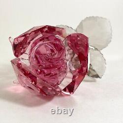Rare! Swarovski Crystal Rose In the Secret Garden Crystal Pink Rose Figurine