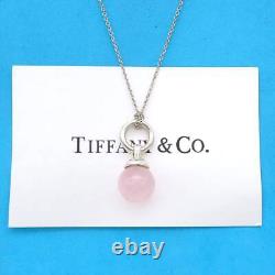 Rare Tiffany Co. Vintage Tiffany Rose Quartz Ball Silver Necklace Pink Na