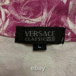 Rare Versace Roses Jacket Classic V2 Vintage Size L Monogram White Pink