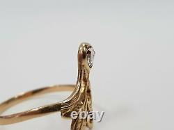 Rare Victorian 15k gold ring with a rose cut diamond Art Nouveau